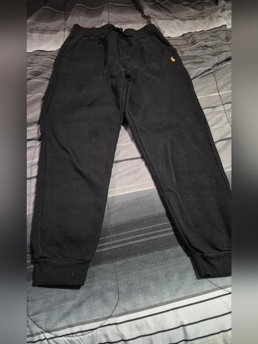 Polo Ralph LaurenBig Boys Plaid-Pocket Fleece Jogger Pants Black Pre Owned